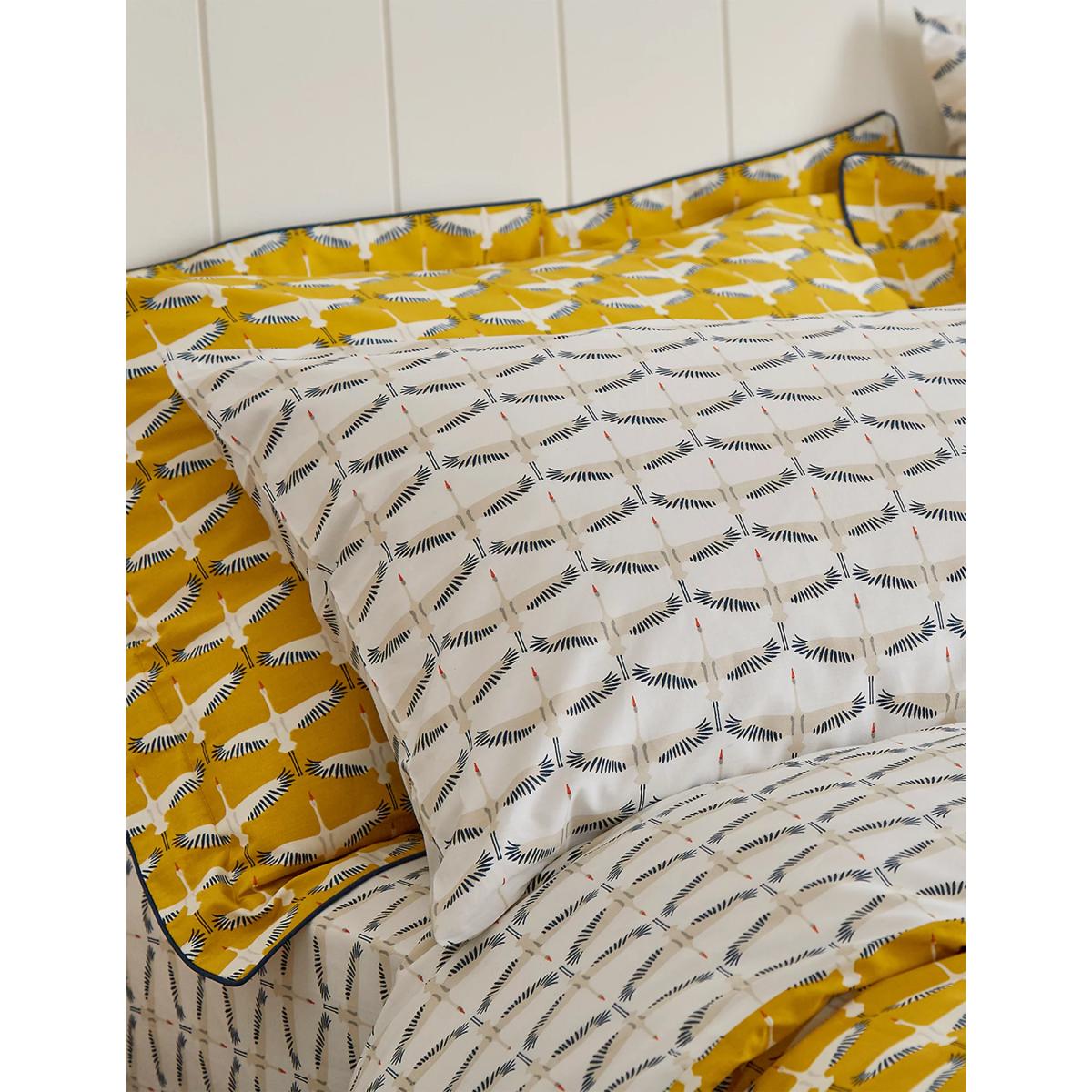 M&S Joules 2 Pack Pure Cotton Heron Geo Pillowcases - Gold Mix, Gold Mix – image 2
