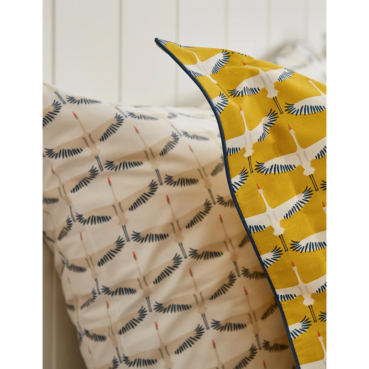 M&S Joules 2 Pack Pure Cotton Heron Geo Pillowcases - Gold Mix, Gold Mix – image 3