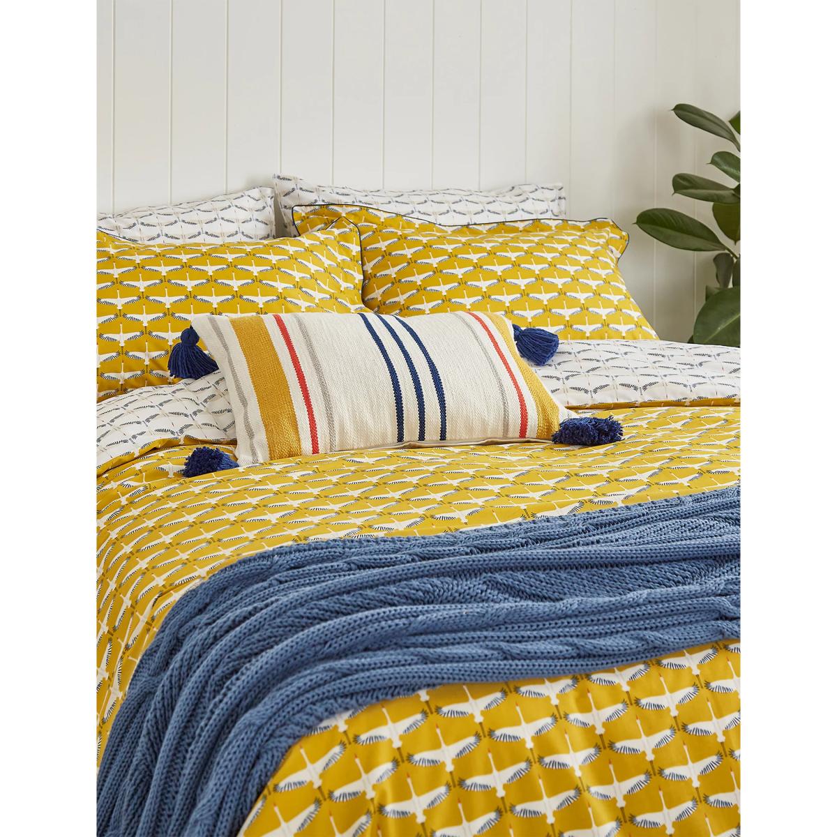 M&S Joules 2 Pack Pure Cotton Heron Geo Pillowcases - Gold Mix, Gold Mix – image 4