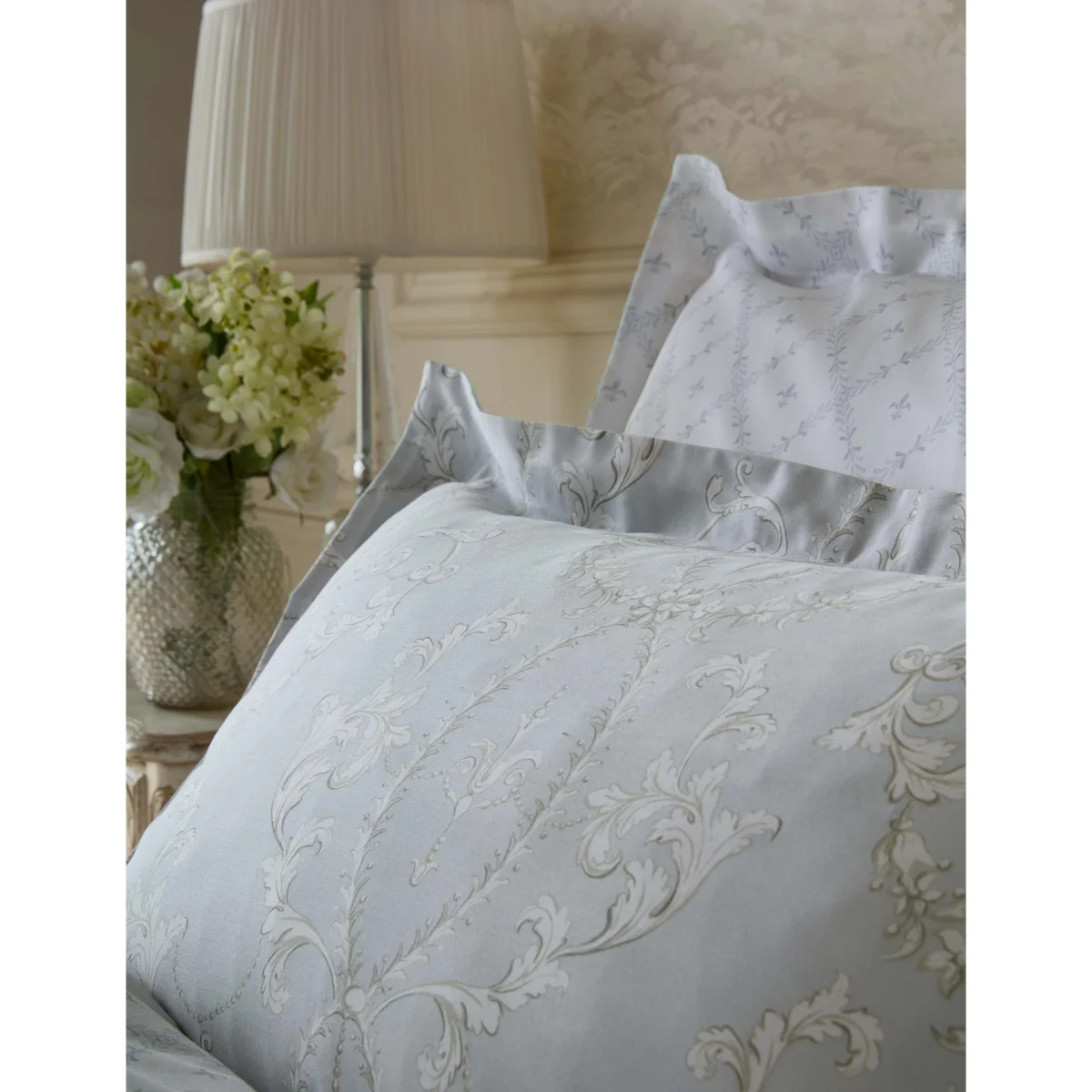 Historic Royal Palaces 2 Pack Pure Cotton Sateen Tijou Pillowcases Light Blue Mix – image 3