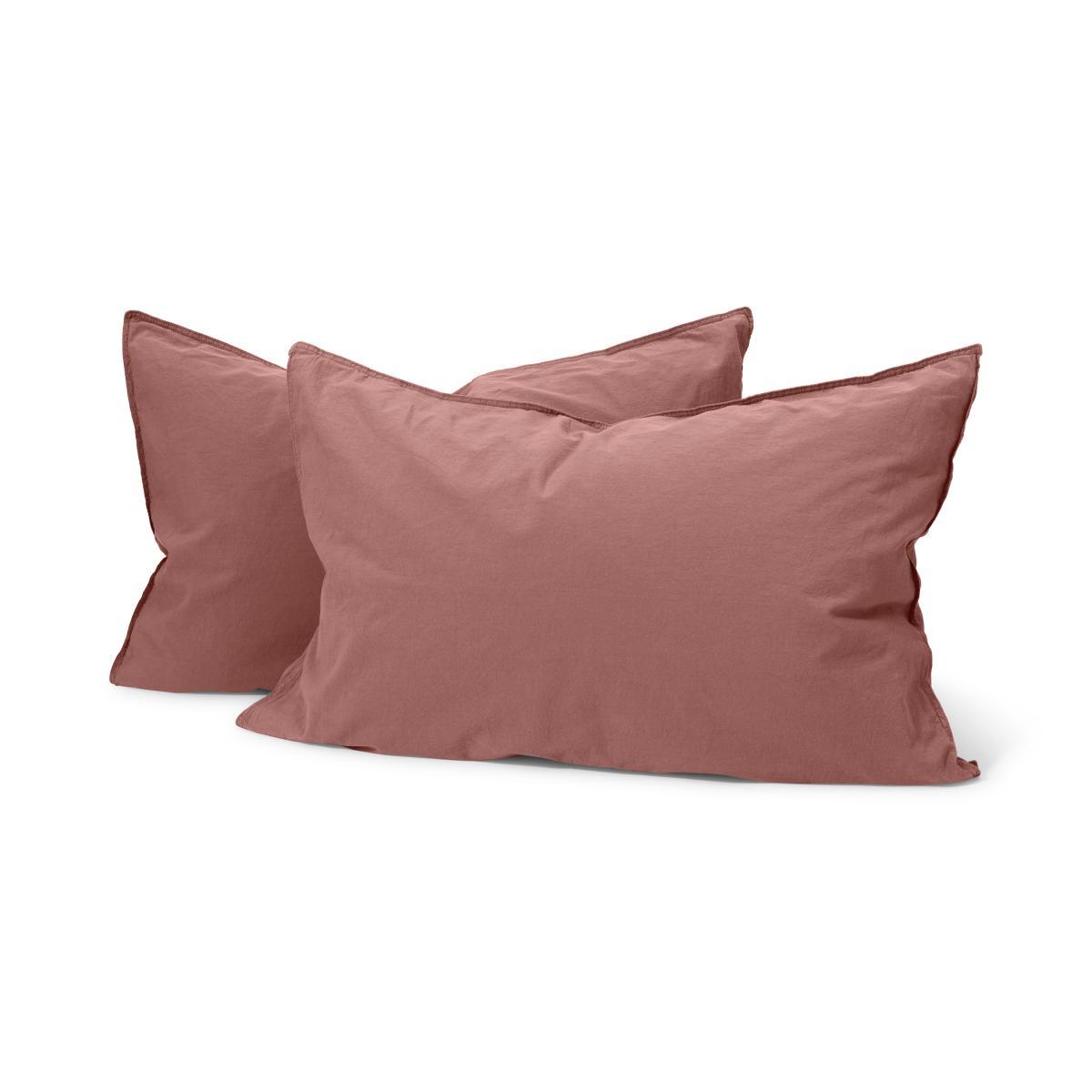 Alexia Stonewashed Cotton Pair of Pillowcases, Dark Rose – image 3