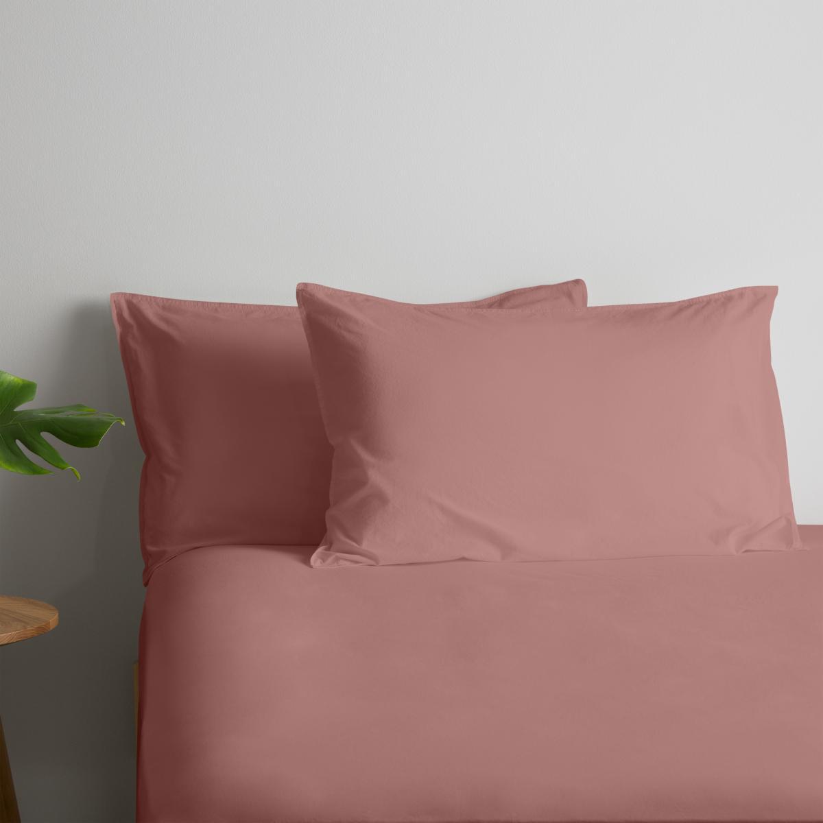 Alexia Stonewashed Cotton Pair of Pillowcases, Dark Rose – image 1