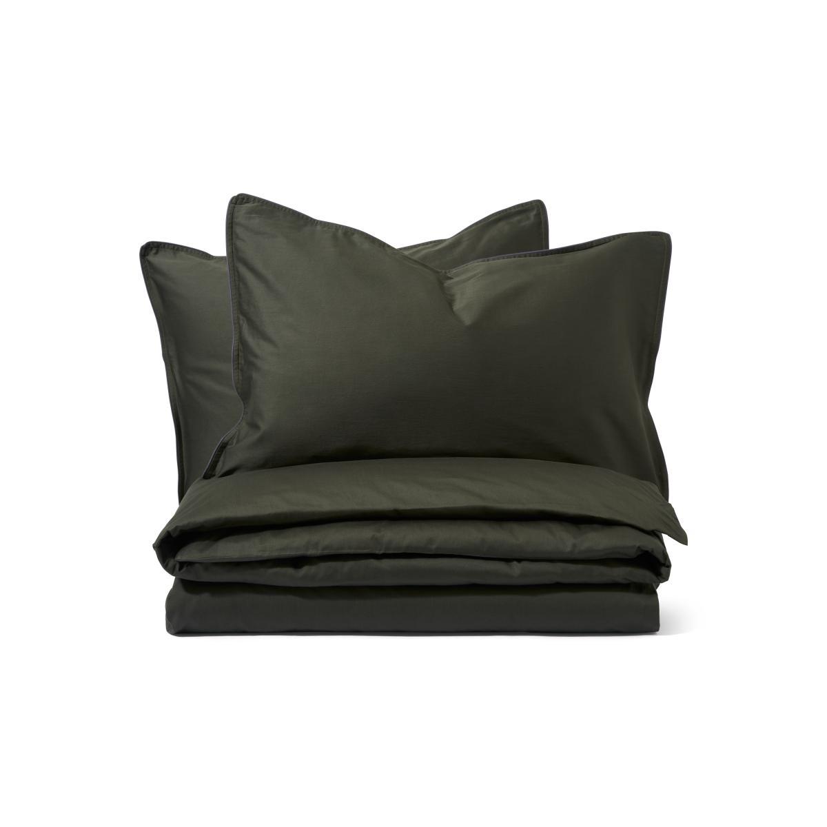 Hylia 100% Washed Cotton Sateen Duvet Cover + 2 Pillowcases, Super King, Forest Green – image 2