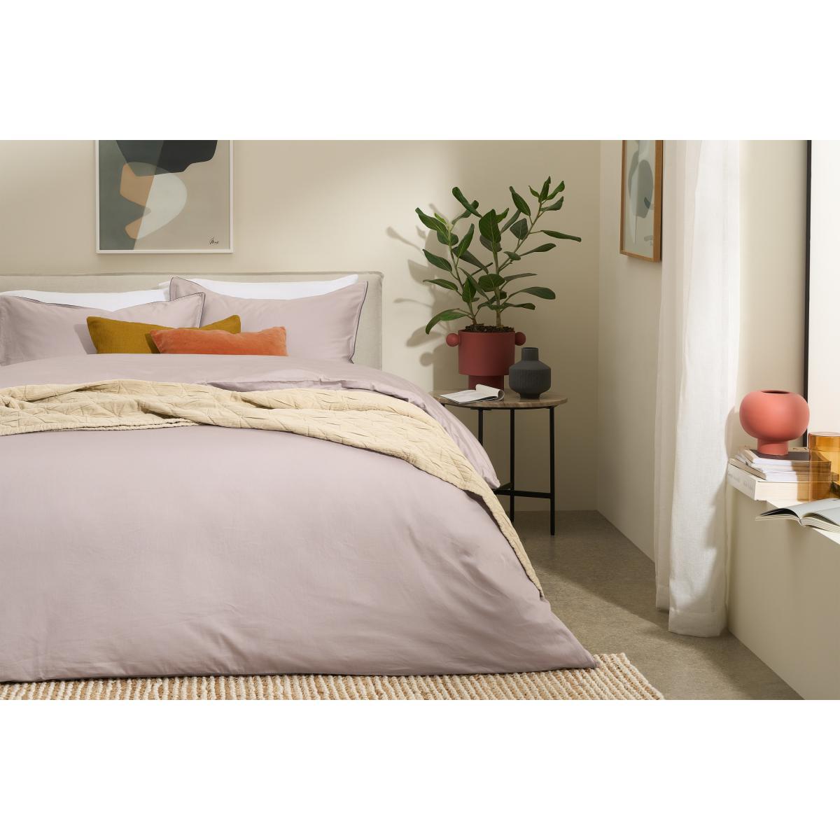 Hylia 100% Washed Cotton Sateen Duvet Cover + 2 Pillowcases, Super King, Oyster – image 3