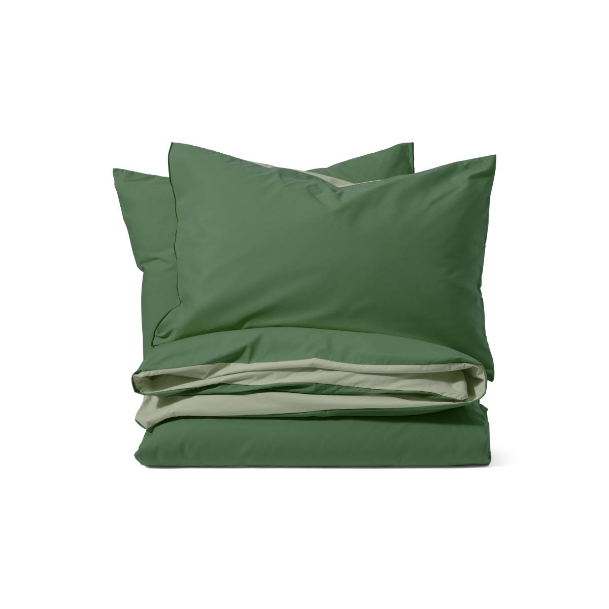 Solar 100% Cotton Reversible Duvet Cover + 2 Pillowcases, King Size, Moss Green & Soft Green – image 2