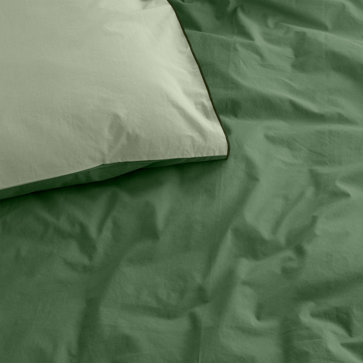 Solar 100% Cotton Reversible Duvet Cover + 2 Pillowcases, King Size, Moss Green & Soft Green – image 9