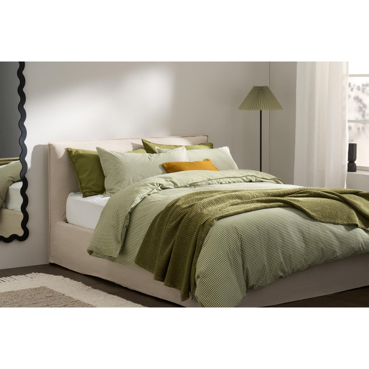 Tyce 100% Cotton Gingham Duvet Cover + 2 Pillowcases, Double, Khaki – image 3