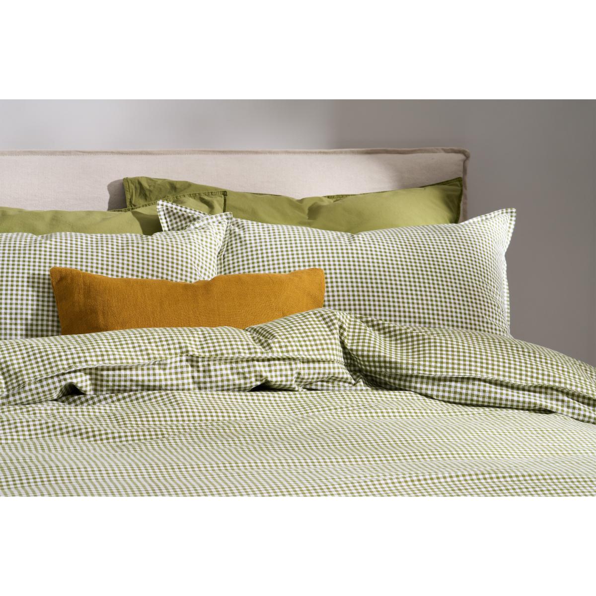 Tyce 100% Cotton Gingham Duvet Cover + 2 Pillowcases, Double, Khaki – image 4
