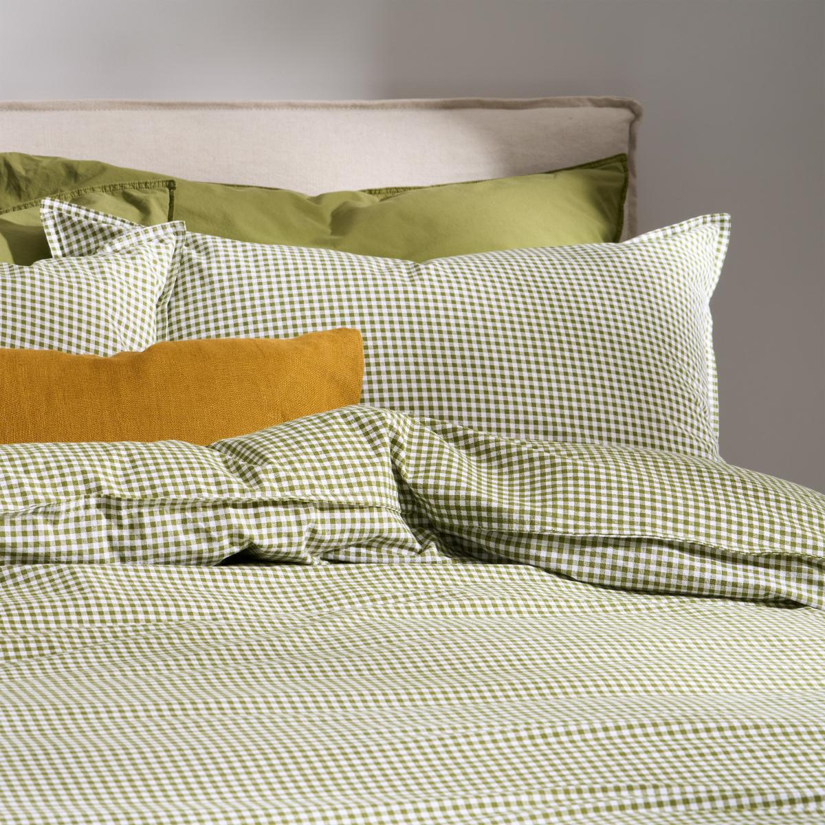 Tyce 100% Cotton Gingham Duvet Cover + 2 Pillowcases, Double, Khaki – image 8