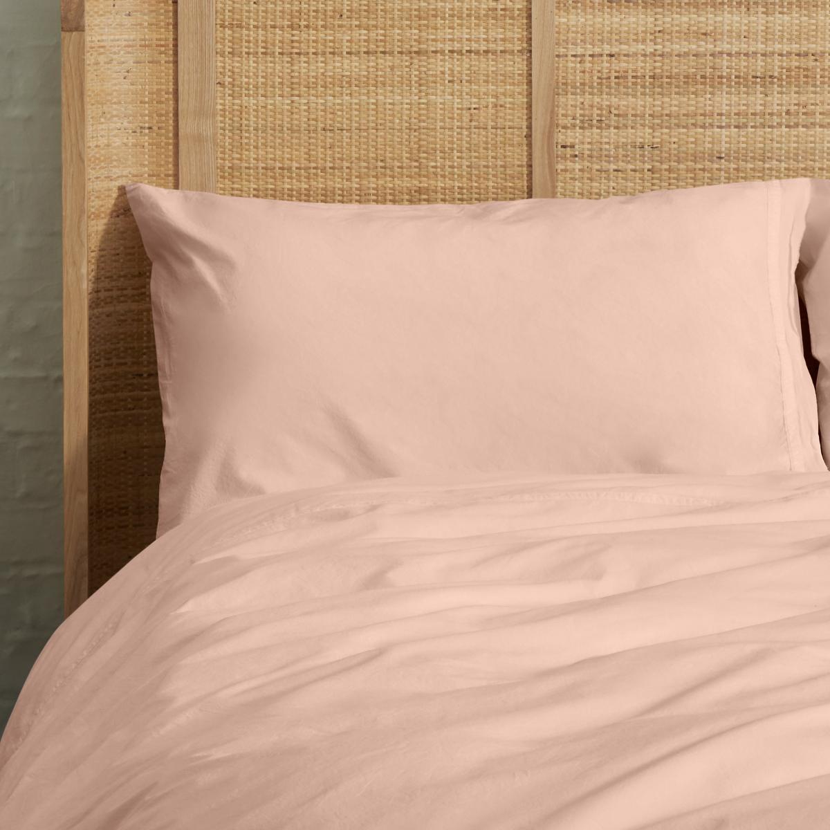 Zana Organic Cotton Stonewashed Pair Of Pillowcases, Plaster Pink – image 1