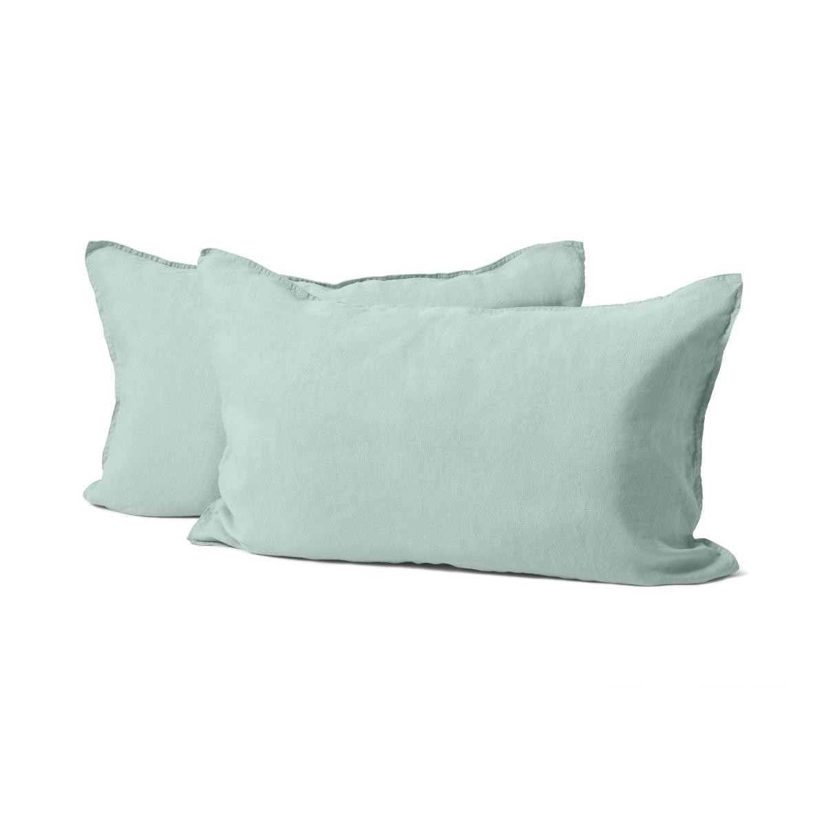 Brisa 100% Linen Pair of Pillowcases, Soft Green – image 2