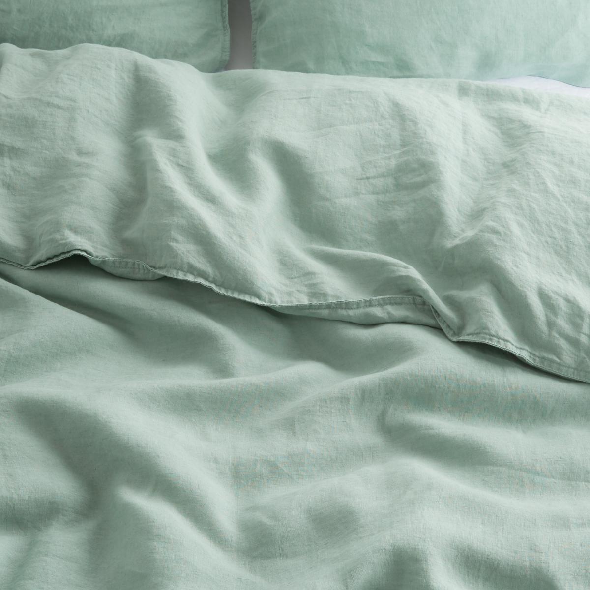 Brisa Linen Duvet Cover + 2 Pillowcases Double, Soft Green – image 11
