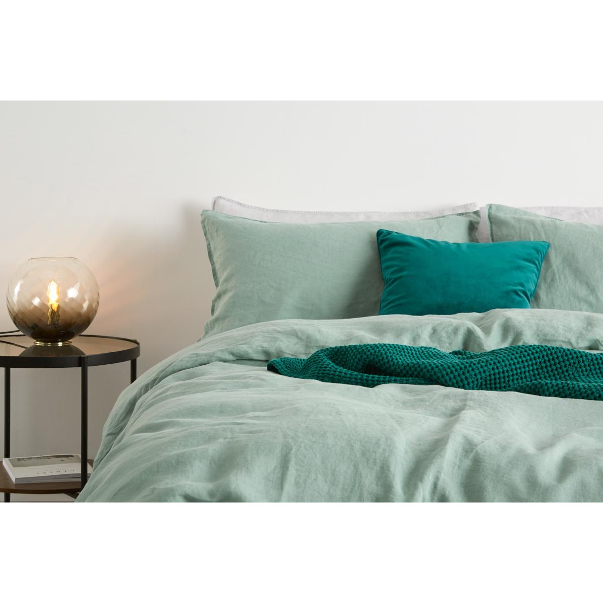 Brisa Linen Duvet Cover + 2 Pillowcases Double, Soft Green – image 4