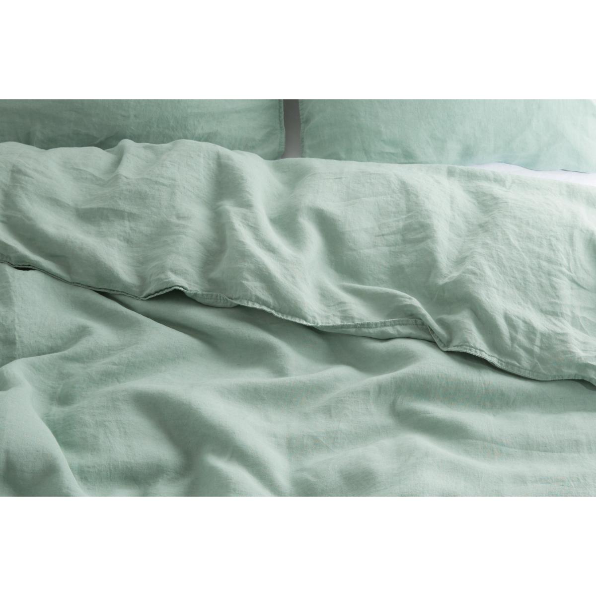 Brisa Linen Duvet Cover + 2 Pillowcases Double, Soft Green – image 6