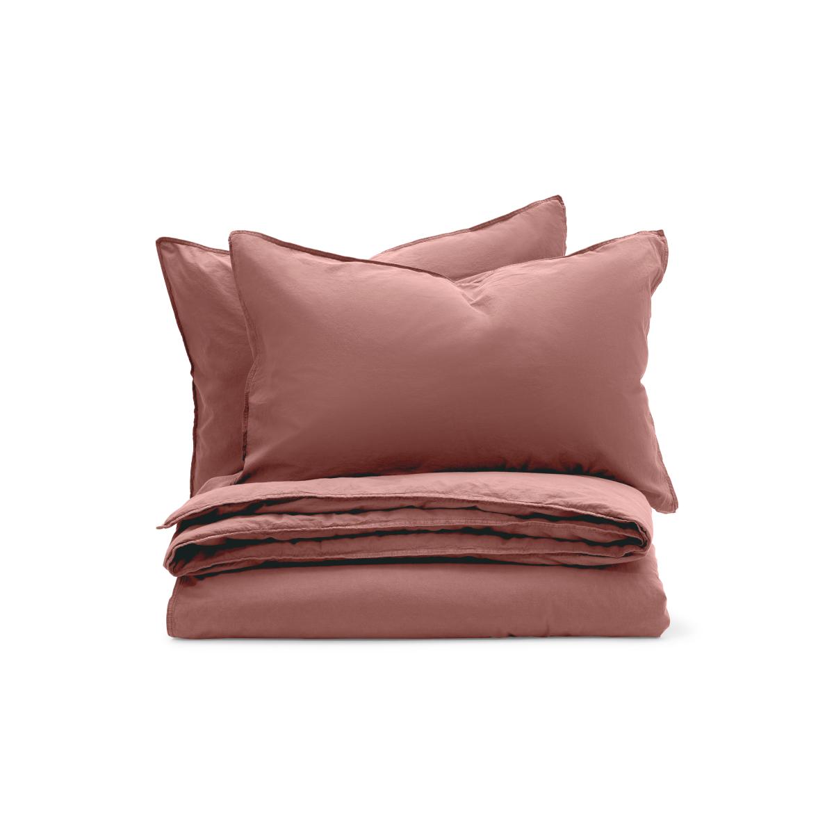 Alexia 100% Stonewashed Cotton Duvet Cover + 2 Pillowcases, King Size, Dark Rose – image 2