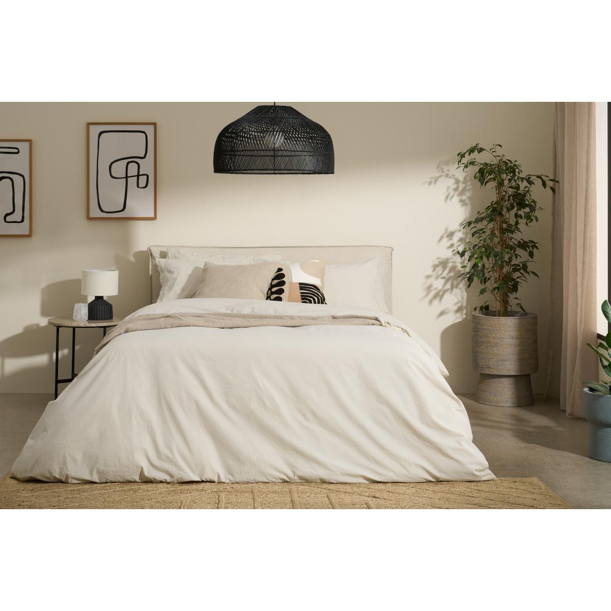 Zana 100% Organic Cotton Stonewashed Duvet Cover + 2 Pillowcases, Double, Natural – image 3