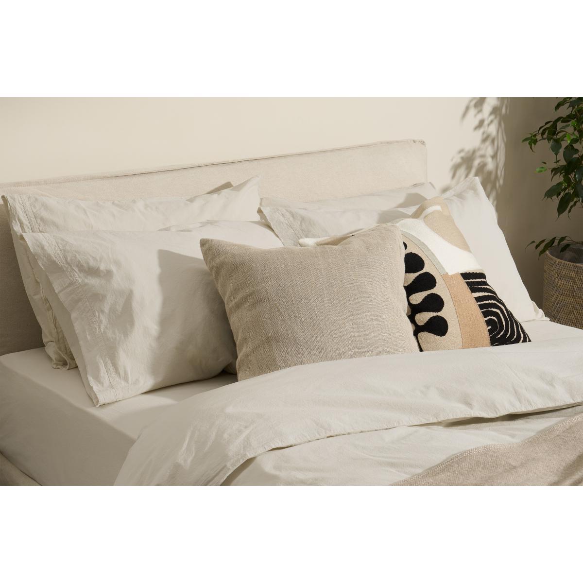 Zana 100% Organic Cotton Stonewashed Duvet Cover + 2 Pillowcases, Double, Natural – image 4