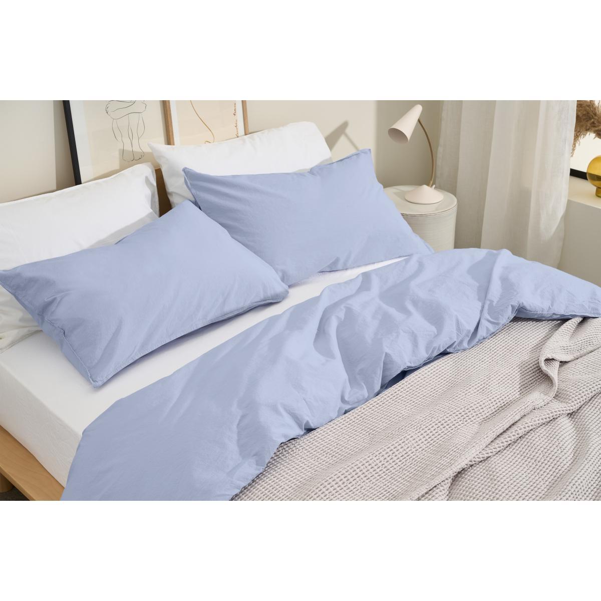 Alexia 100% Organic Stonewashed Cotton Duvet Cover + 2 Pillowcases, King, Cornflower Blue – image 4