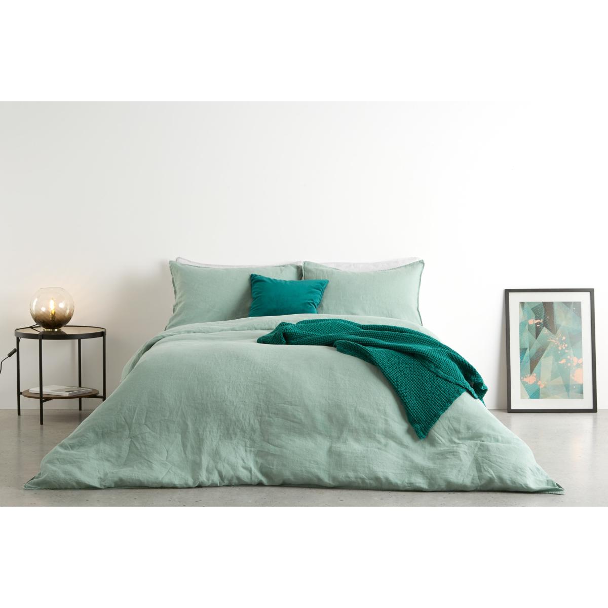 Brisa Linen Duvet Cover + 2 Pillowcases King Size, Soft Green – image 3