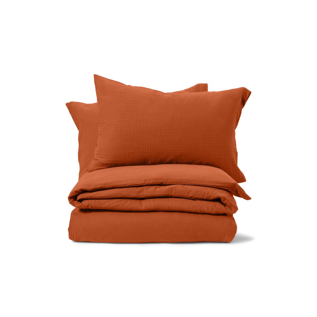 Tiso 100% Organic Cotton Duvet Cover + 2 Pillowcases, Double, Burnt Orange – image 2