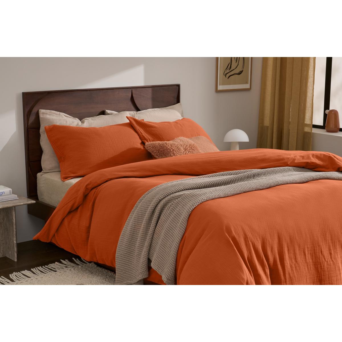 Tiso 100% Organic Cotton Duvet Cover + 2 Pillowcases, Double, Burnt Orange – image 3