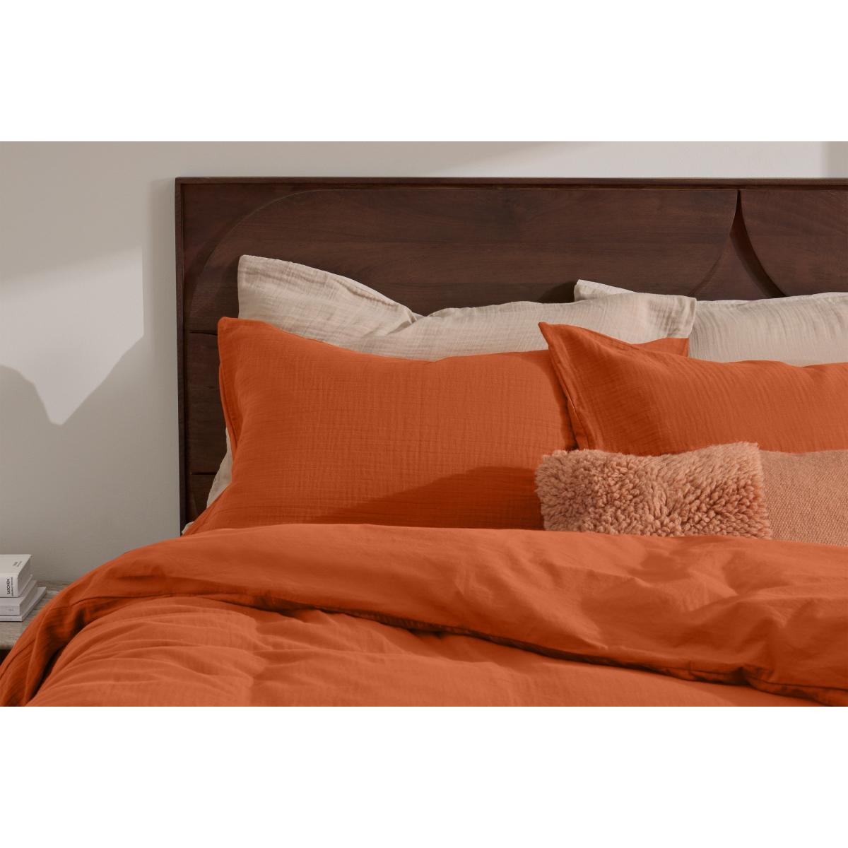 Tiso 100% Organic Cotton Duvet Cover + 2 Pillowcases, Double, Burnt Orange – image 4