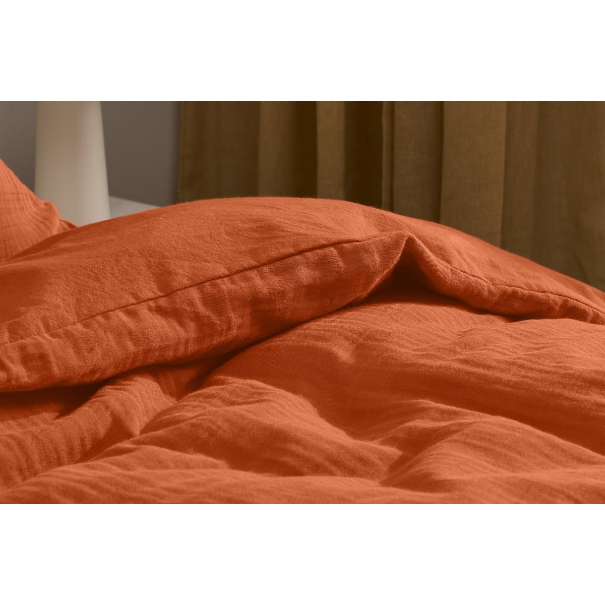 Tiso 100% Organic Cotton Duvet Cover + 2 Pillowcases, Double, Burnt Orange – image 5