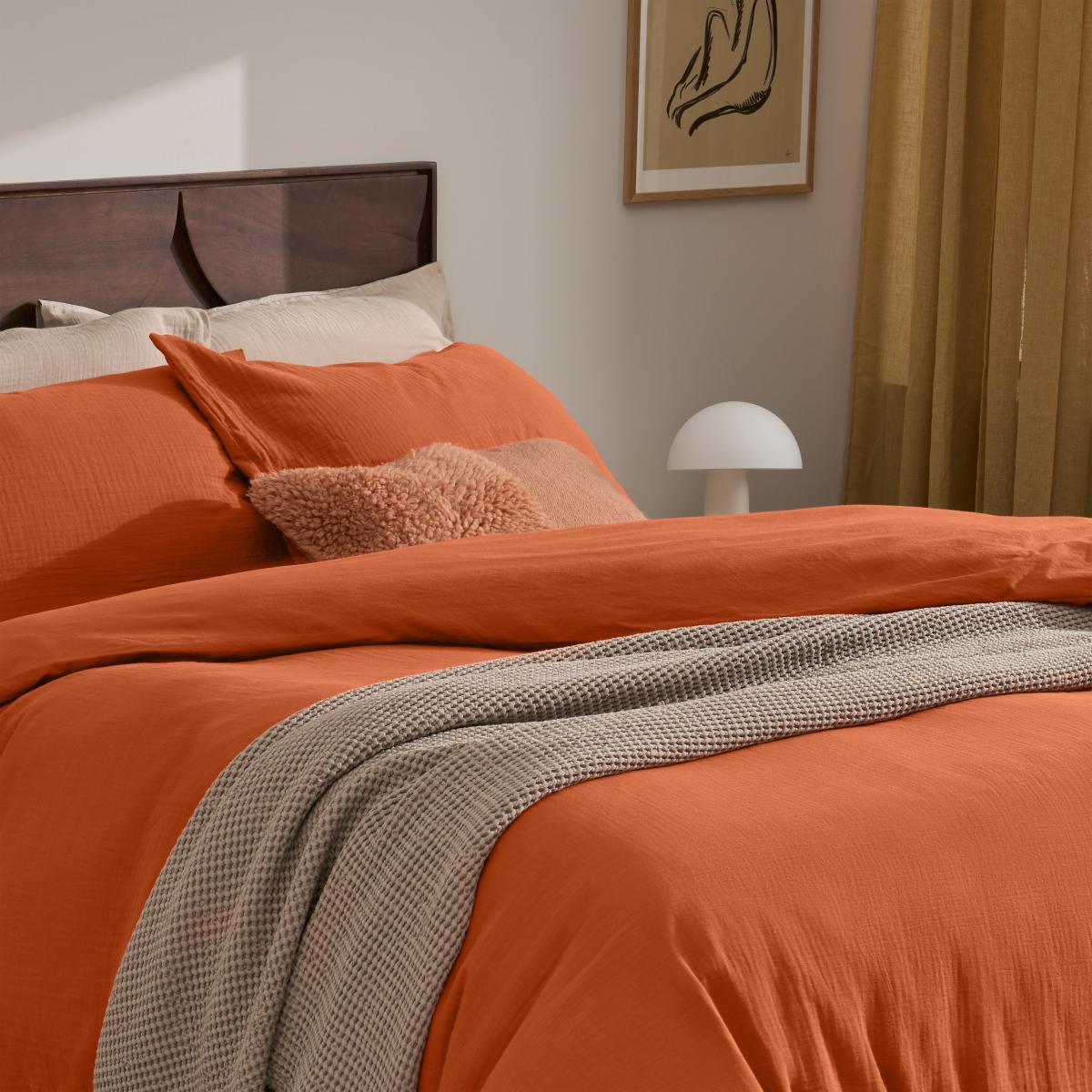 Tiso 100% Organic Cotton Duvet Cover + 2 Pillowcases, Double, Burnt Orange – image 7