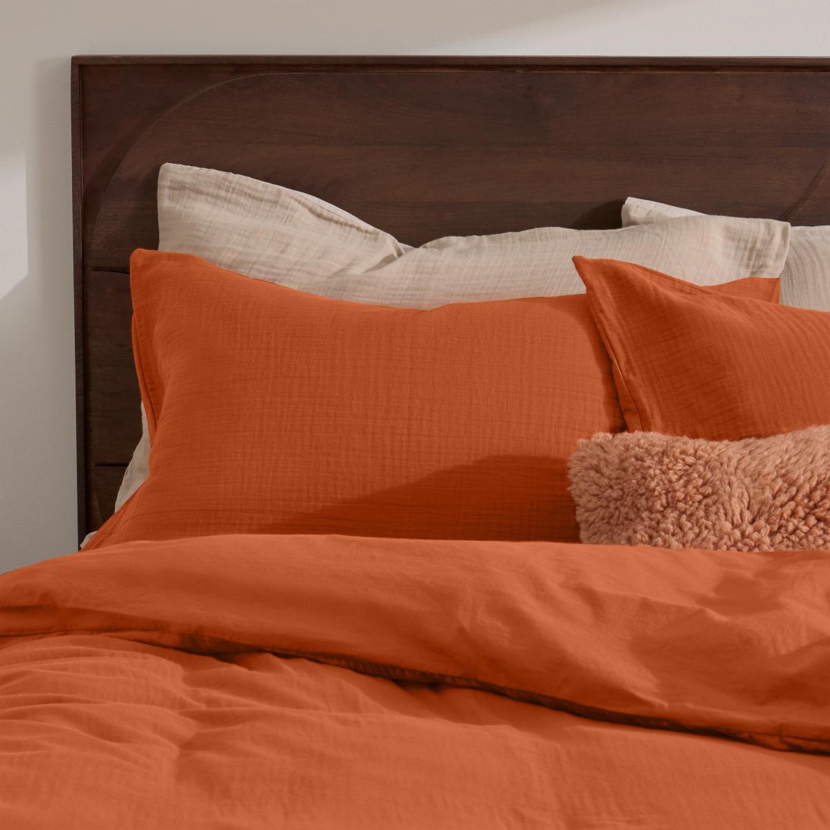 Tiso 100% Organic Cotton Duvet Cover + 2 Pillowcases, Double, Burnt Orange – image 8