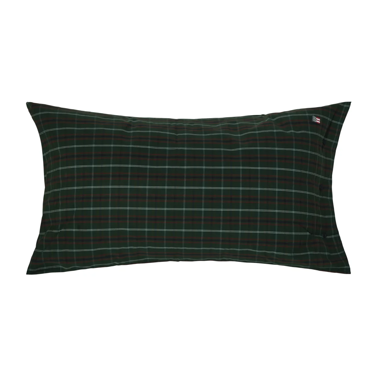 Lexington Checked cotton percale pillowcase Green-navy 50x90 cm – image 1