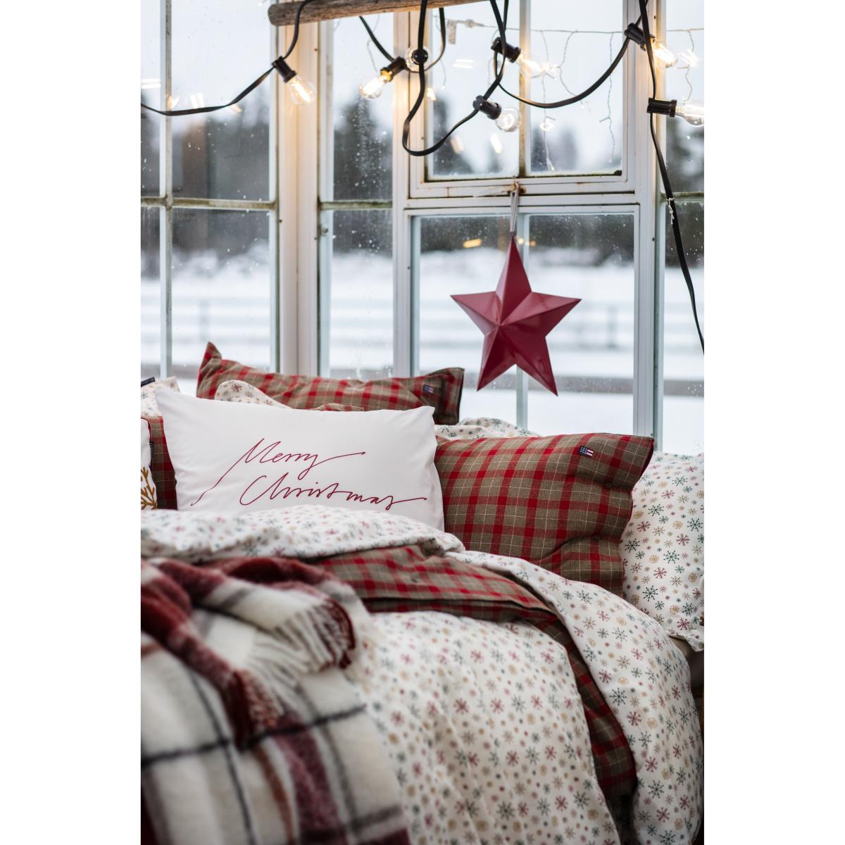 Holiday Printed Cotton Poplin pillowcase 50x60 cm White-red – image 2
