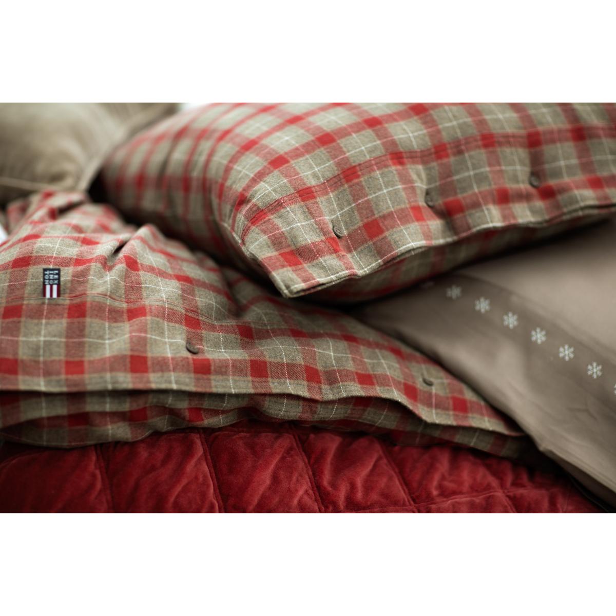 Checked Cotton Flannel pillowcase 65x65 cm Mid Brown-red – image 2