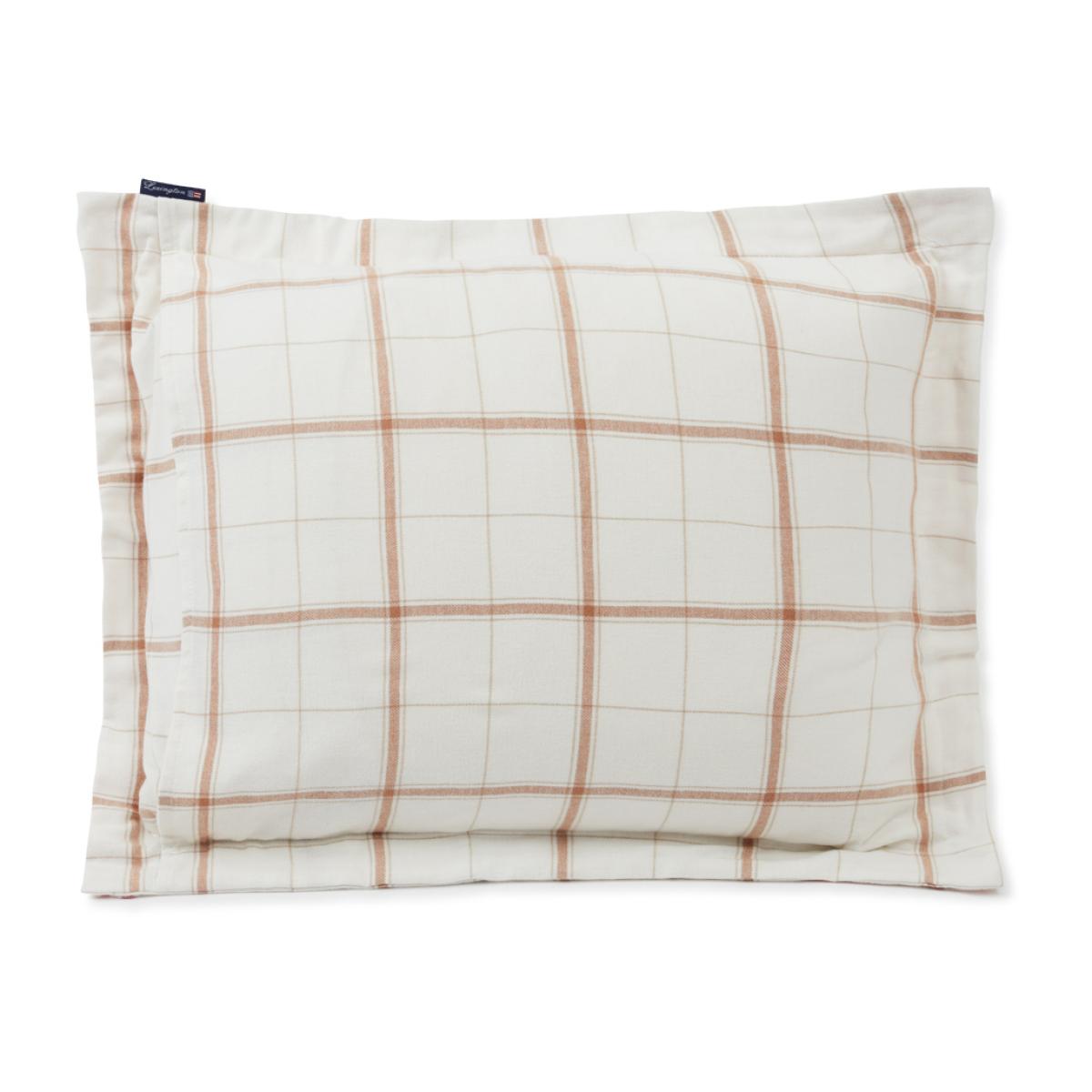 Checked pillowcase cotton-cashmere 50x60 cm Off White-Beige – image 2