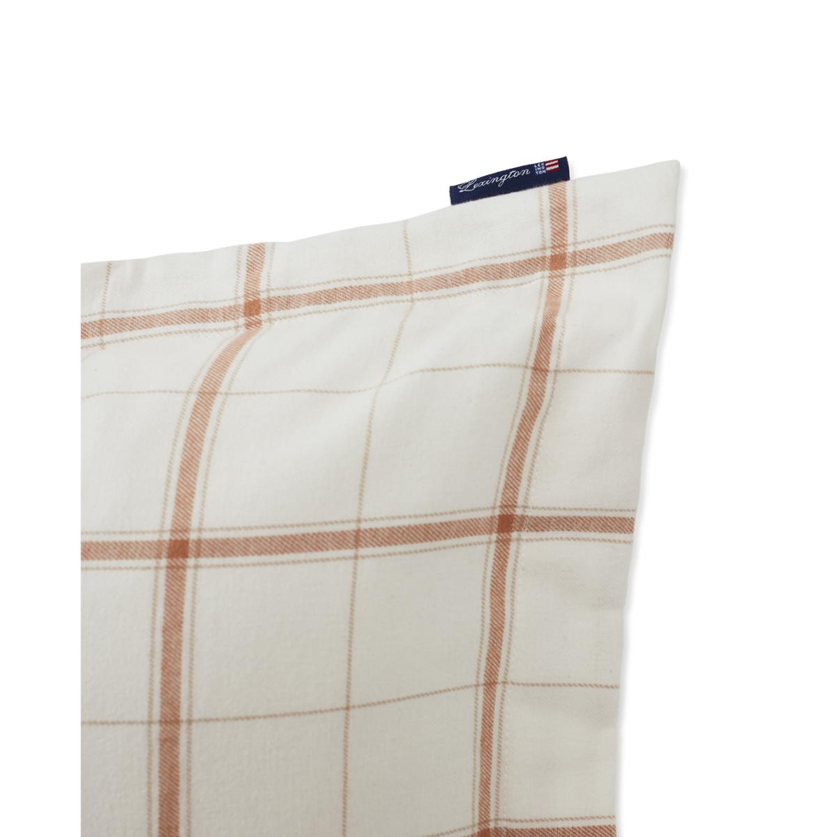 Checked pillowcase cotton-cashmere 50x60 cm Off White-Beige – image 3