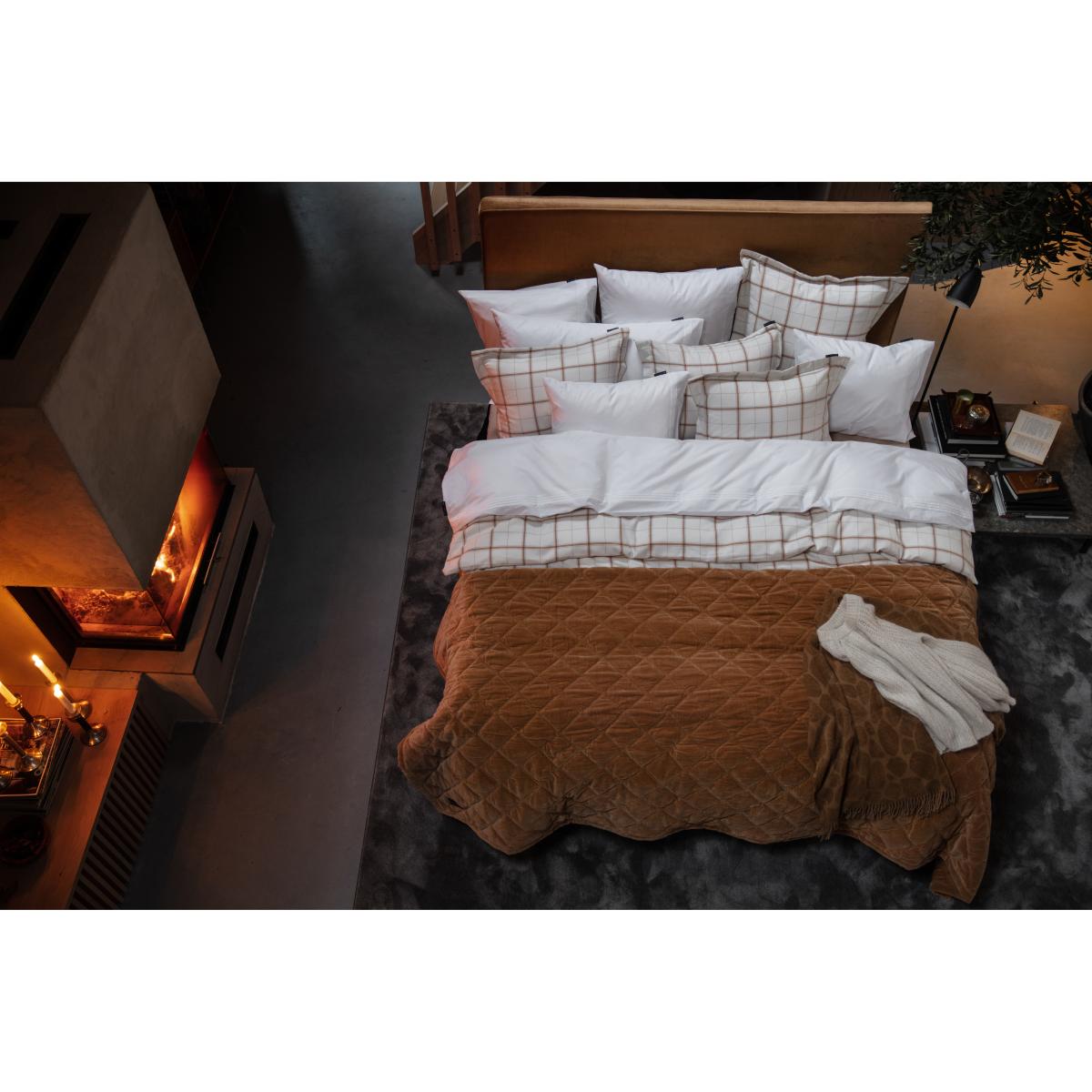 Checked pillowcase cotton-cashmere 50x60 cm Off White-Beige – image 5