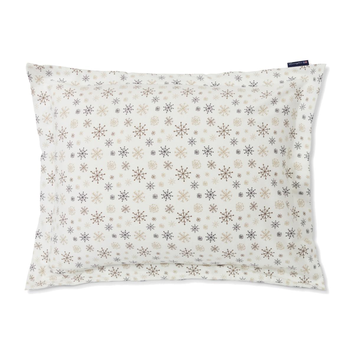 Snowflake Printed Flannel pillowcase 65x65 cm White-beige-gray – image 1