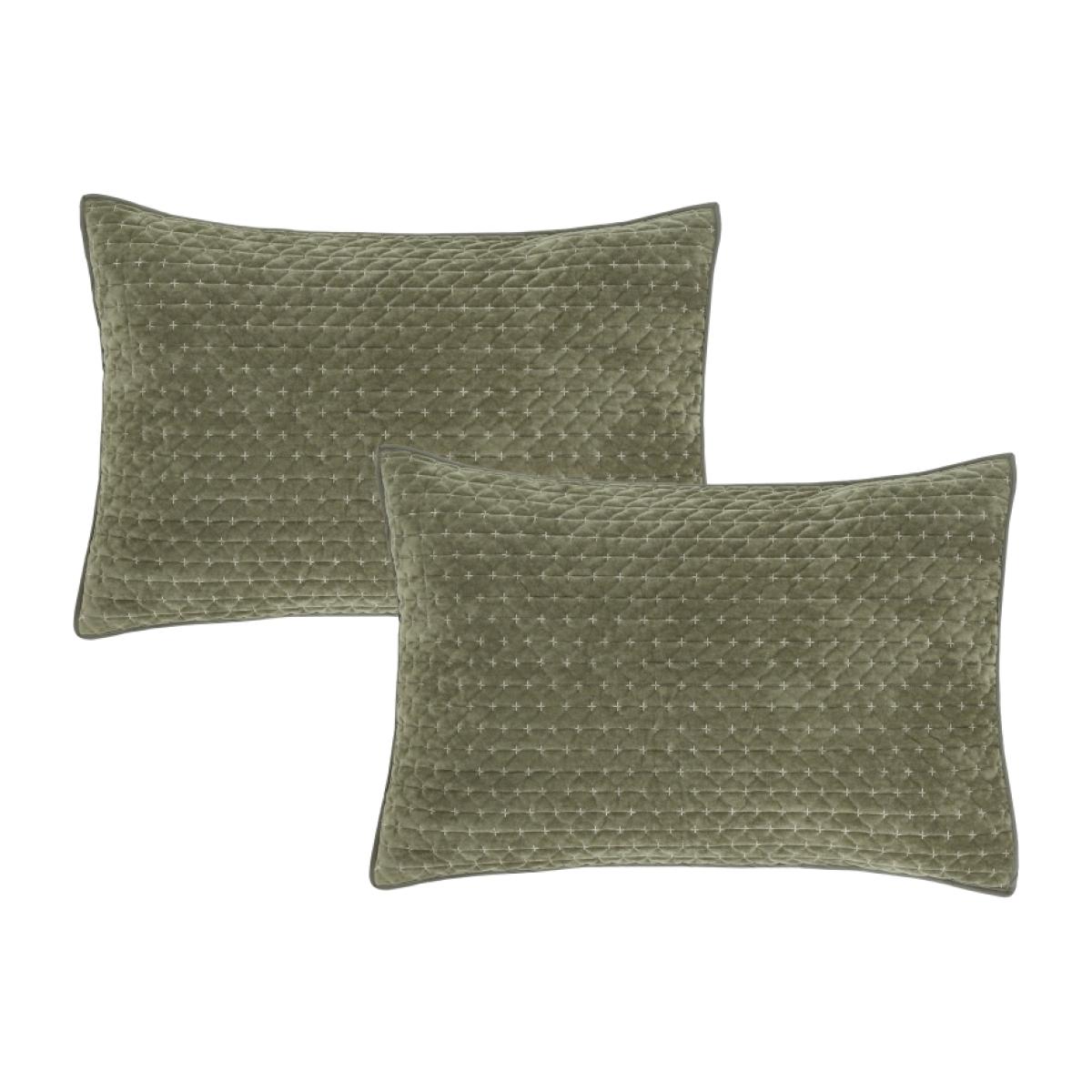 Bianca Attica Velvet Pillowsham Pair - Green – image 1