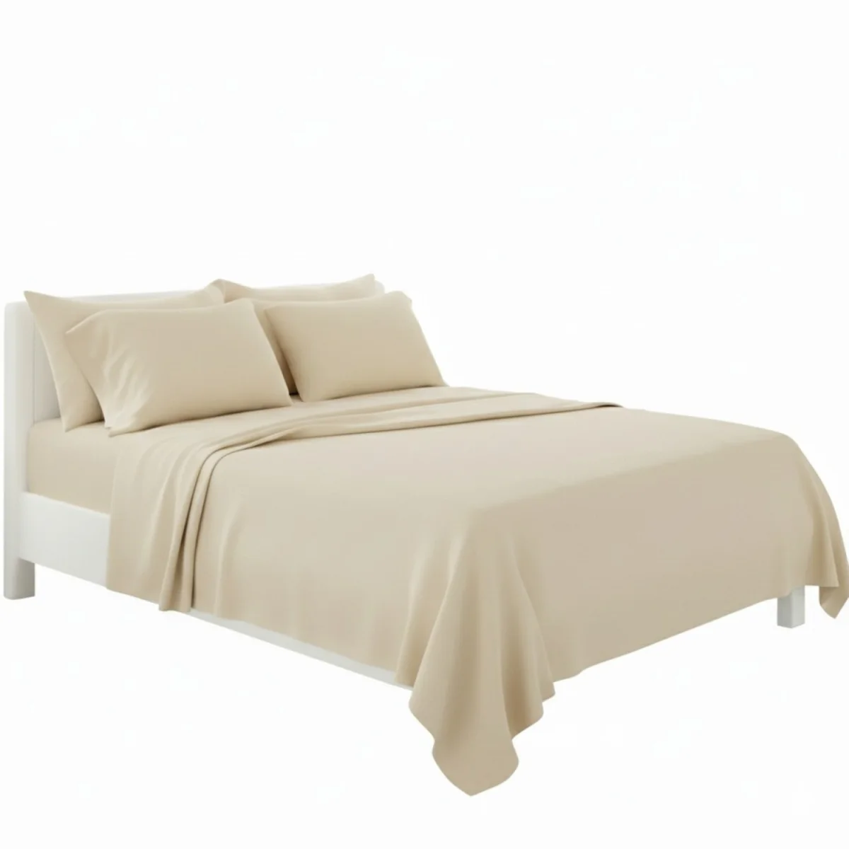 Plain Poly Cotton Easy Care Fitted Flat Sheet Matching Pillowcases Set - Peach / Double – image 11