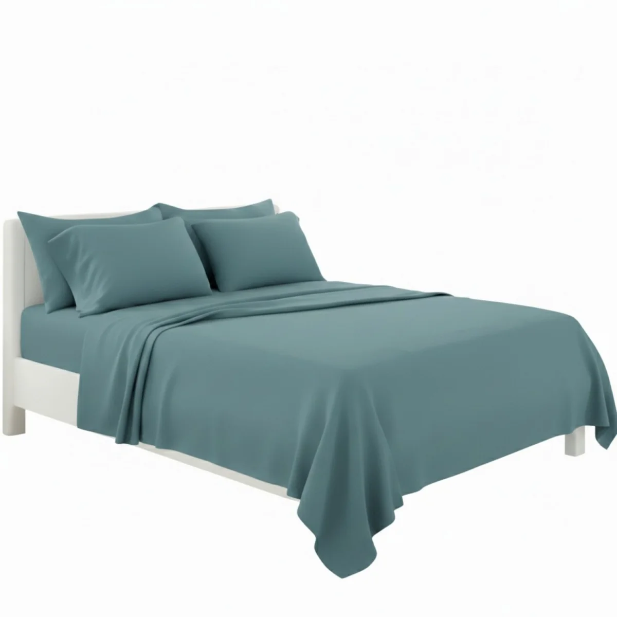 Plain Poly Cotton Easy Care Fitted Flat Sheet Matching Pillowcases Set - Peach / Double – image 13