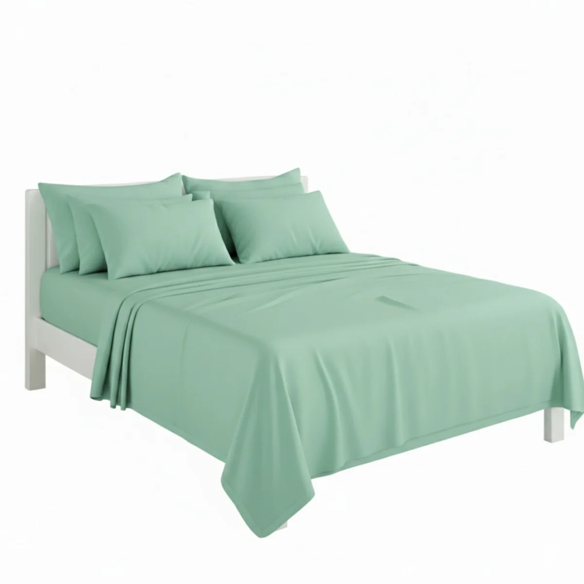 Plain Poly Cotton Easy Care Fitted Flat Sheet Matching Pillowcases Set - Peach / Double – image 16