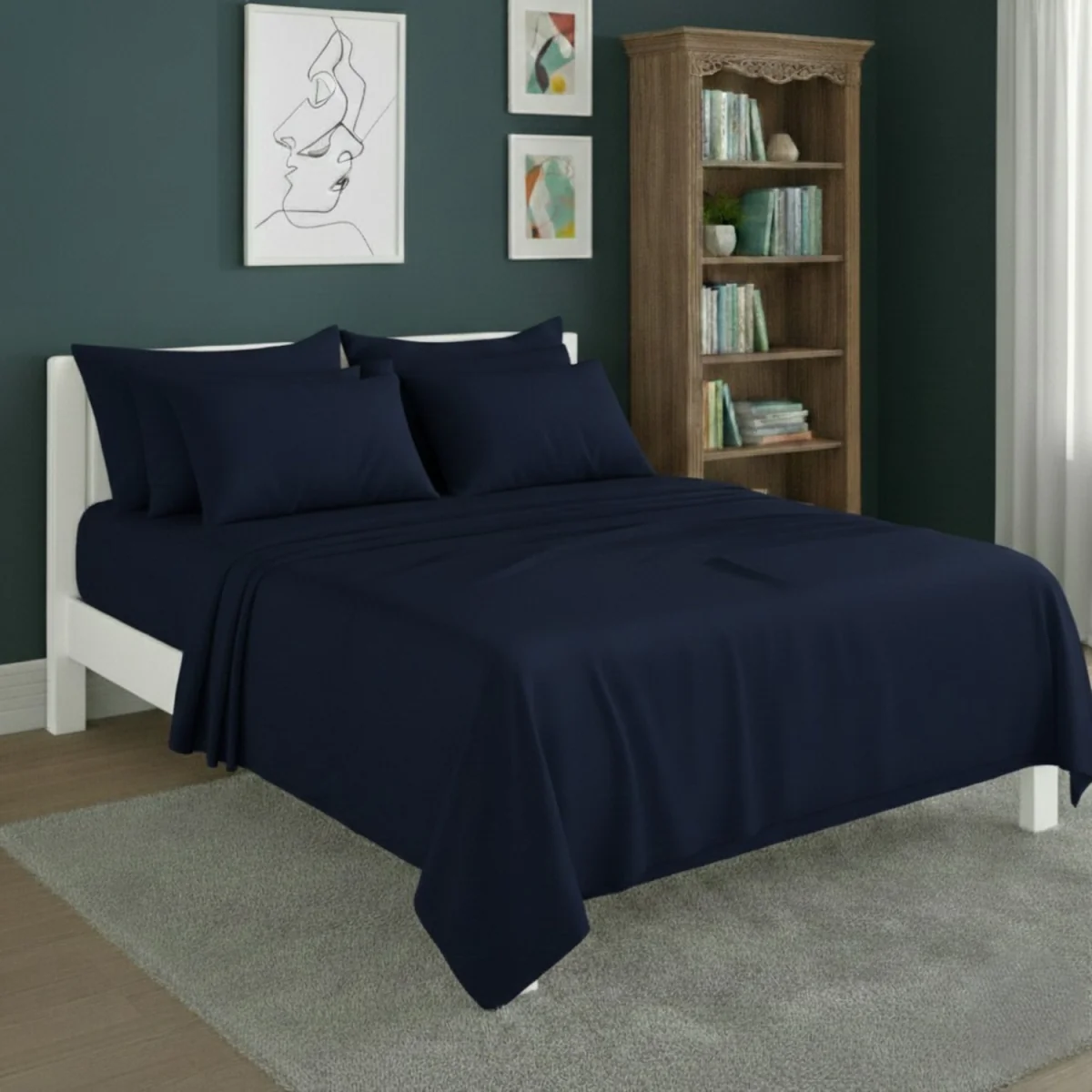 Plain Poly Cotton Easy Care Fitted Flat Sheet Matching Pillowcases Set - Peach / Double – image 17