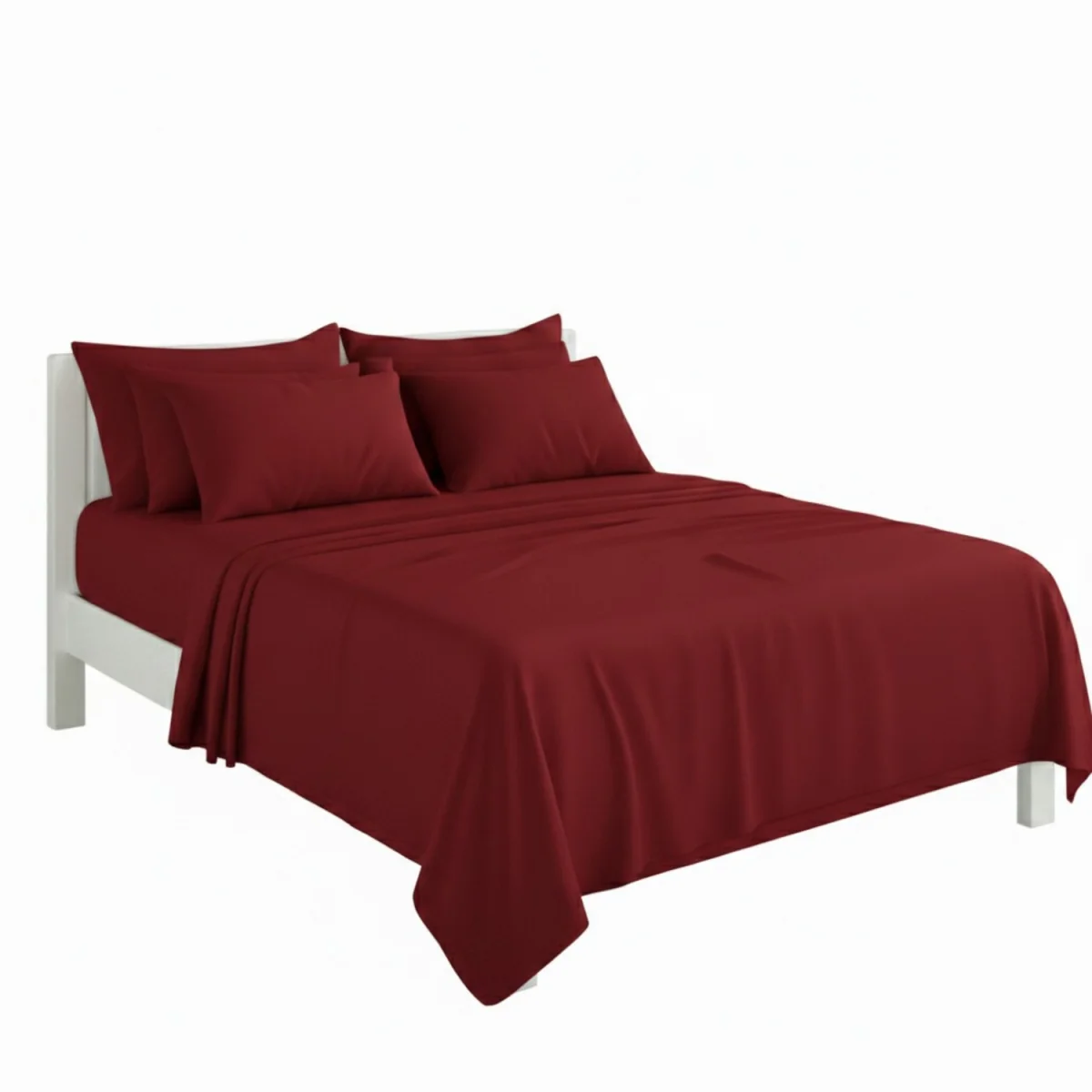 Plain Poly Cotton Easy Care Fitted Flat Sheet Matching Pillowcases Set - Peach / Double – image 24