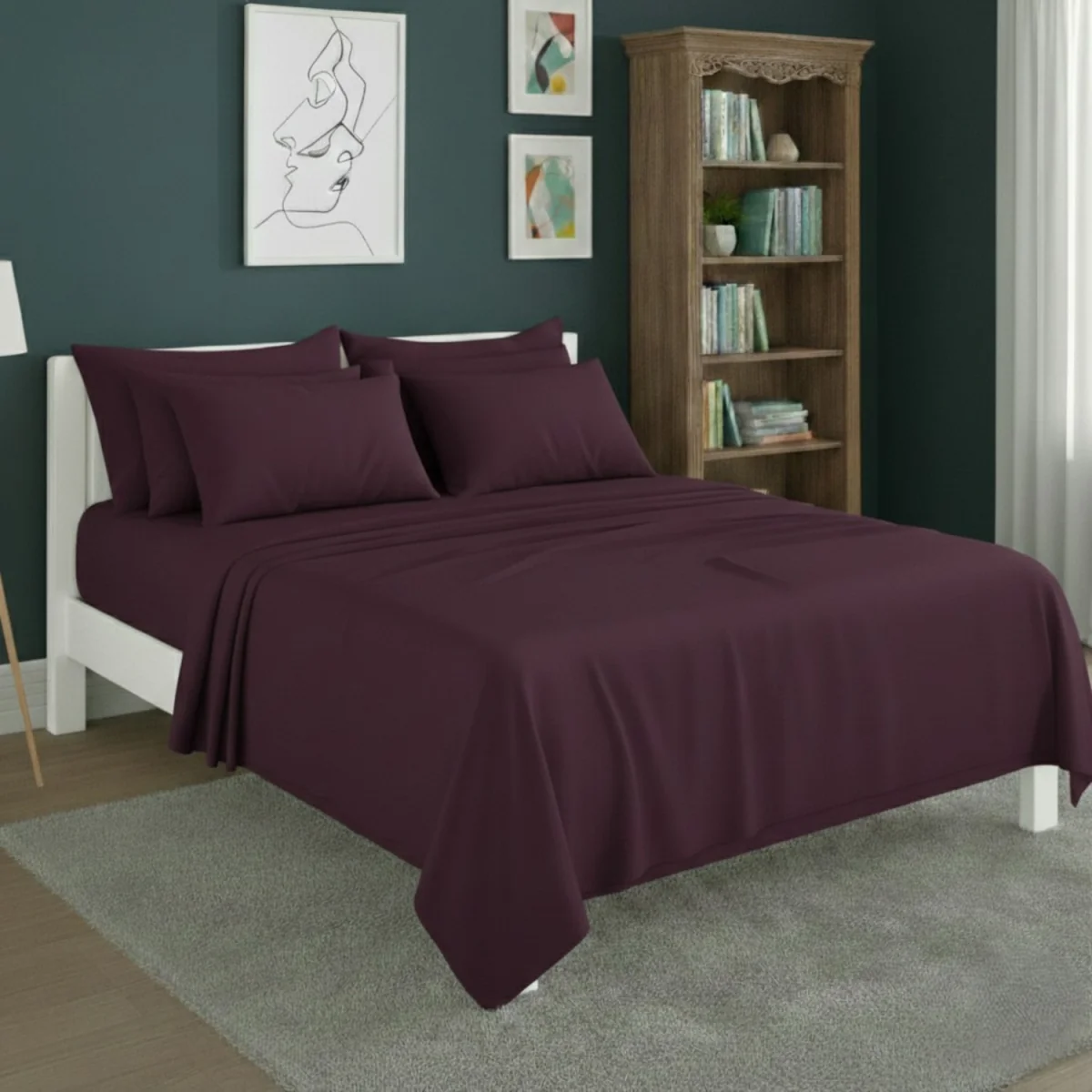 Plain Poly Cotton Easy Care Fitted Flat Sheet Matching Pillowcases Set - Peach / Double – image 25
