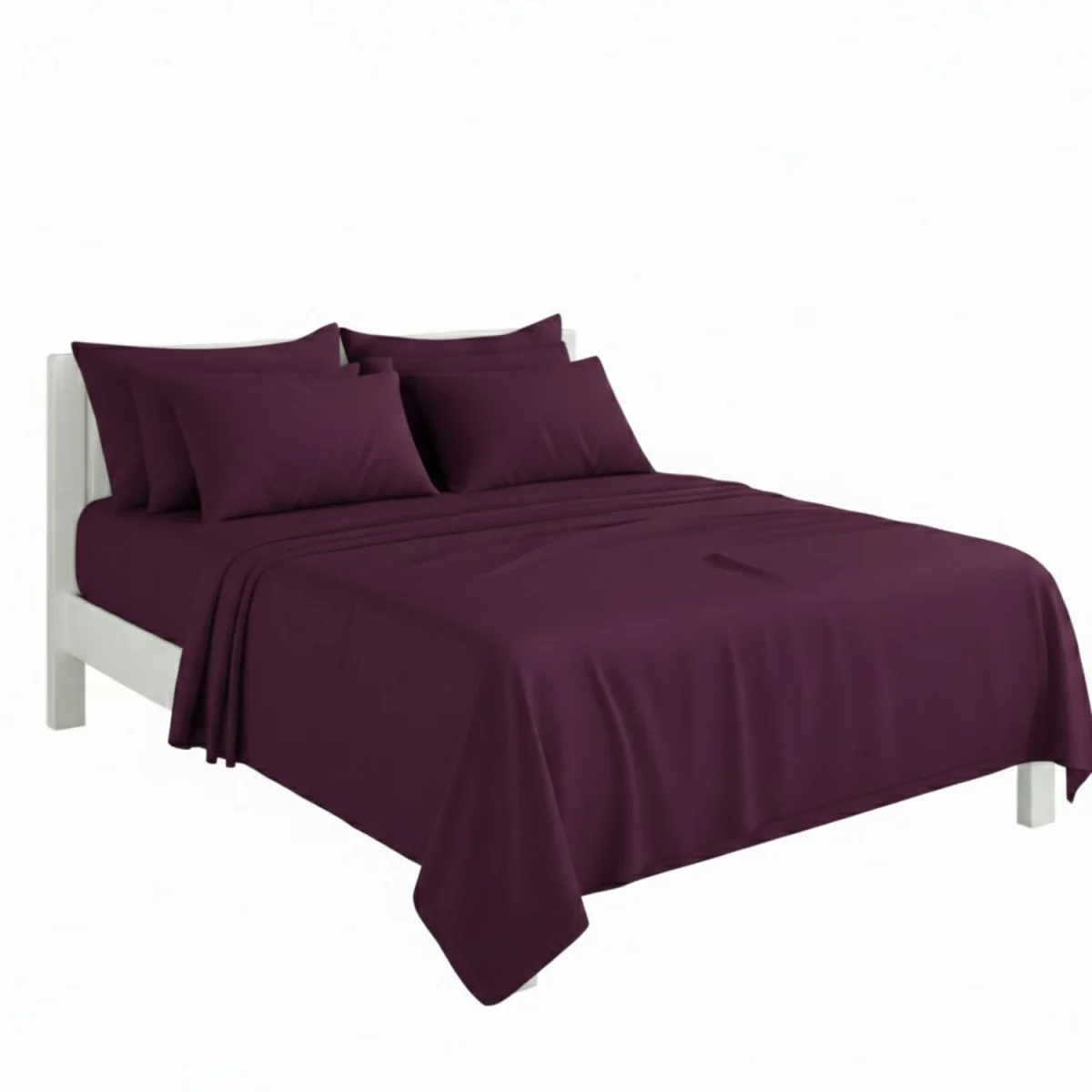 Plain Poly Cotton Easy Care Fitted Flat Sheet Matching Pillowcases Set - Peach / Double – image 26
