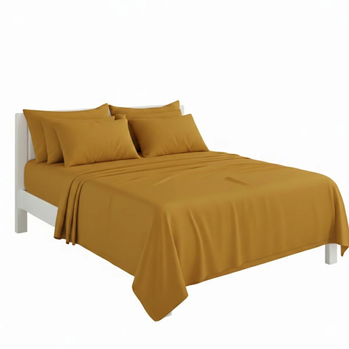 Plain Poly Cotton Easy Care Fitted Flat Sheet Matching Pillowcases Set - Peach / Double – image 30