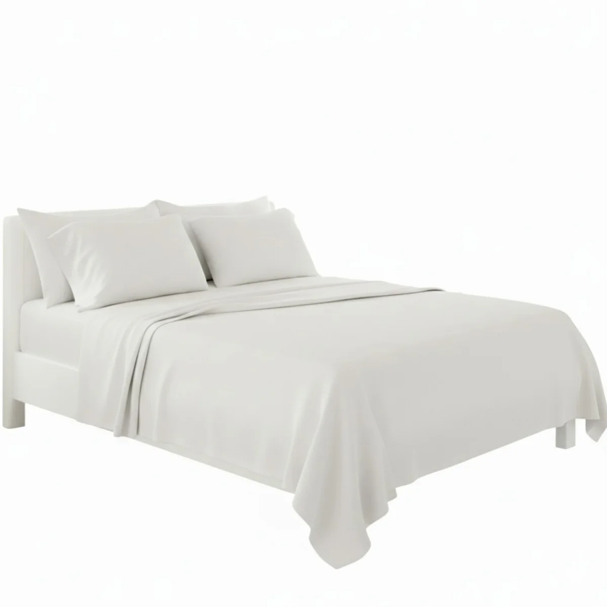 Plain Poly Cotton Easy Care Fitted Flat Sheet Matching Pillowcases Set - Peach / Double – image 4