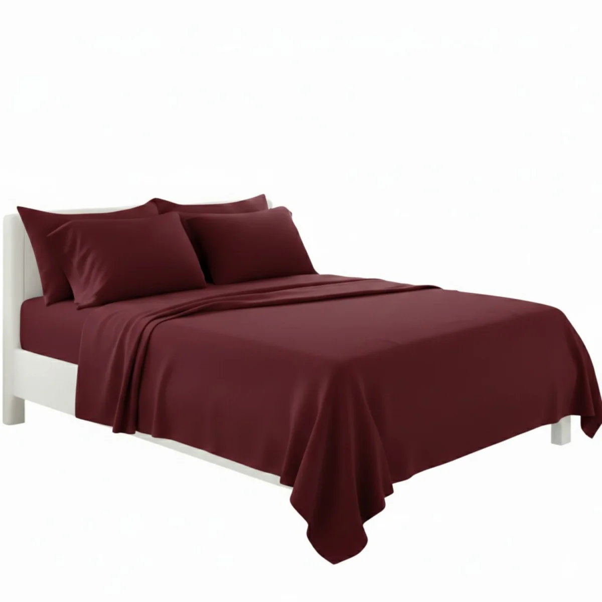 Plain Poly Cotton Easy Care Fitted Flat Sheet Matching Pillowcases Set - Peach / Double – image 32