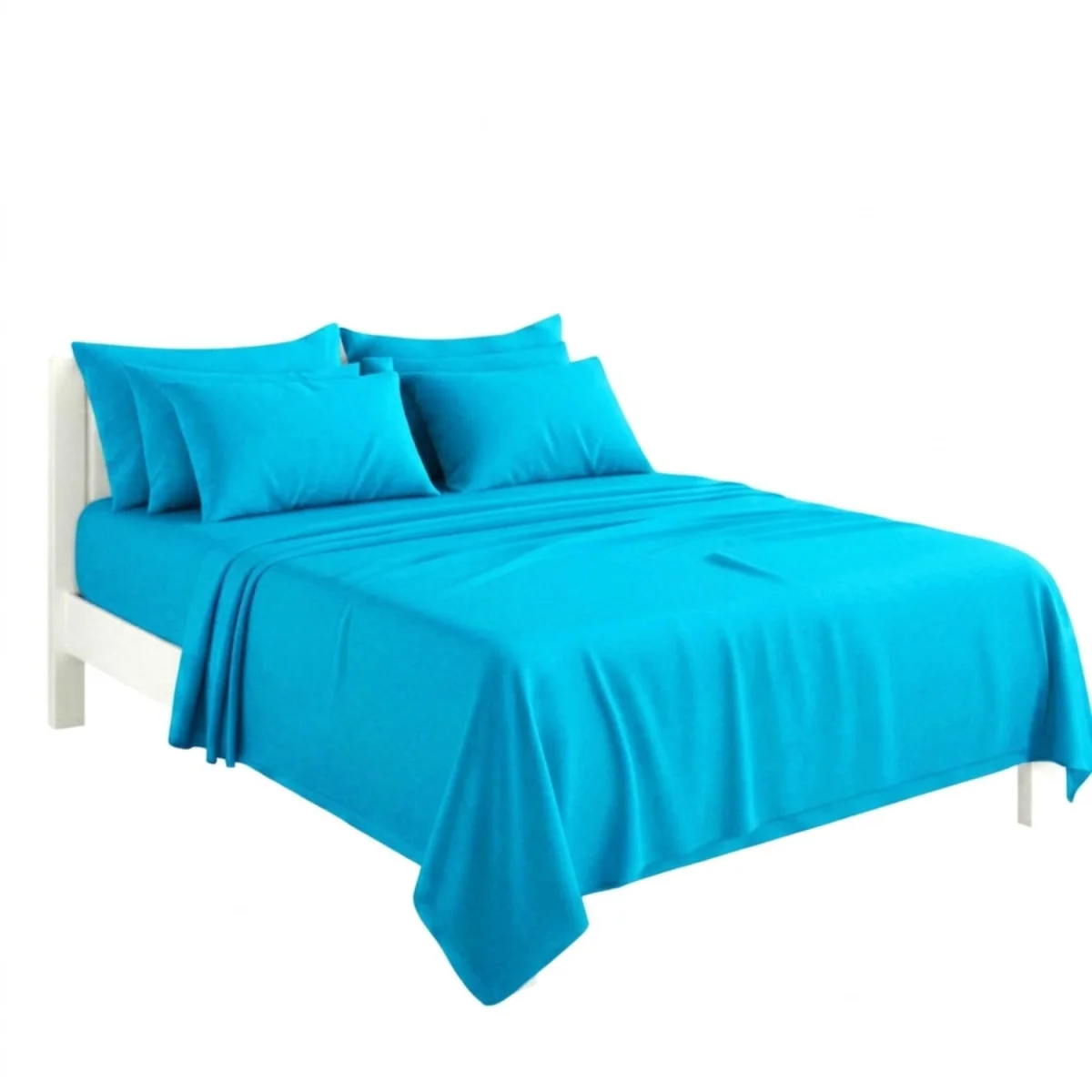 Plain Poly Cotton Easy Care Fitted Flat Sheet Matching Pillowcases Set - Peach / Double – image 34