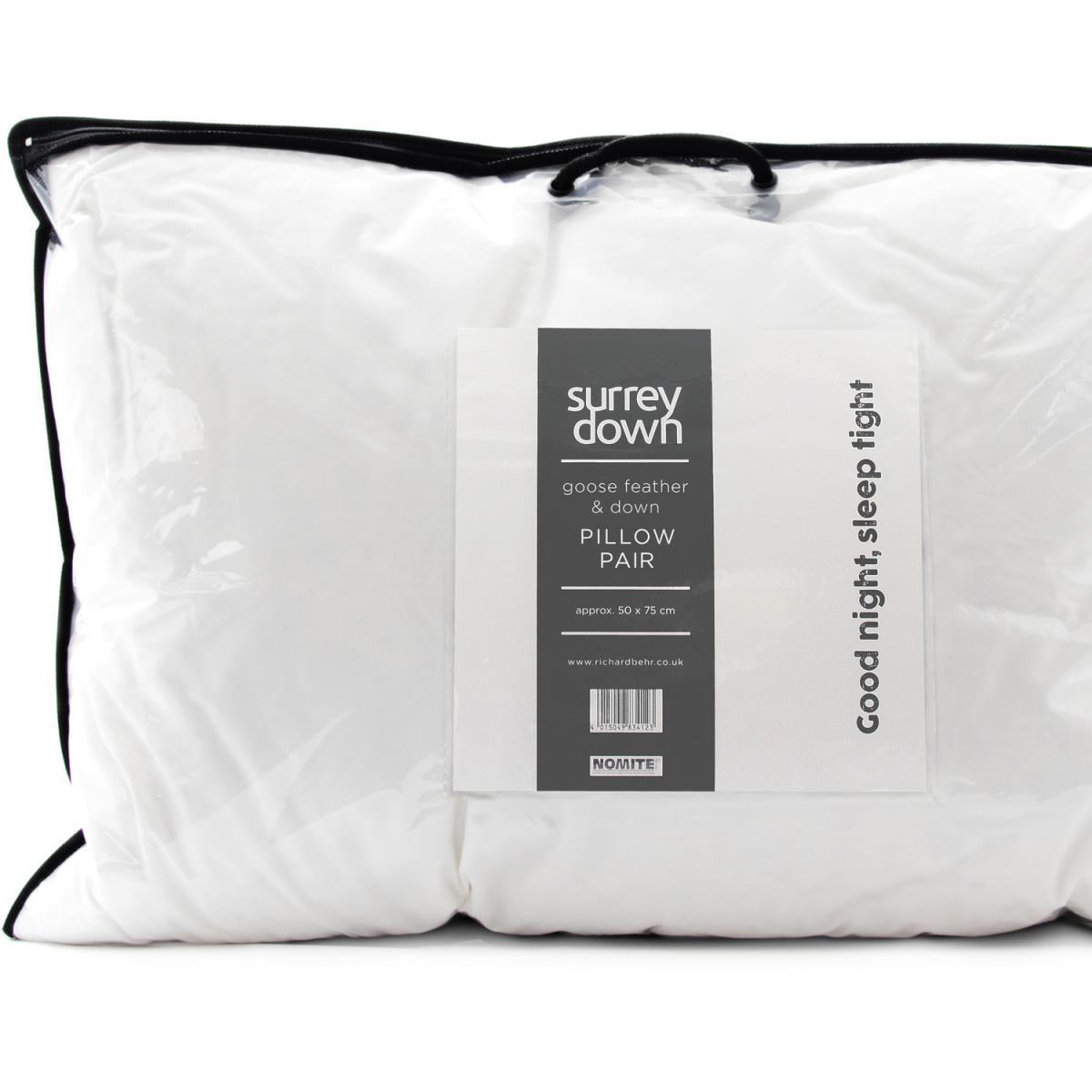 Goose Feather and Down Pillow Collection - White / Soft/Medium / 90cm – image 4