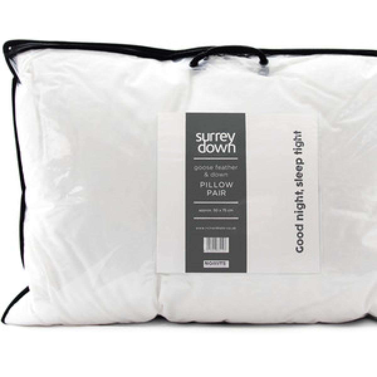 Goose Feather and Down Pillow Collection - White / Soft/Medium / 90cm – image 9